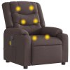 vidaXL Masážní polohovací křeslo tmavě hnědé textil