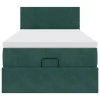 vidaXL Osmanská postel s matrací & LED tmavě zelená 90x200cm samet