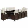 vidaXL 11dílný zahradní bistro set s poduškami hnědý polyratan
