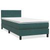 vidaXL Box spring postel s matrací a LED tmavě zelená 80x220 cm samet