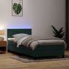 vidaXL Box spring postel s matrací a LED tmavě zelená 80x220 cm samet