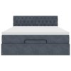 vidaXL Osmanský rám postele s matrací tmavě šedá 140x200cm samet