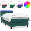 vidaXL Box spring postel s matrací a LED tmavě zelená 80x220 cm samet