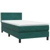 vidaXL Box spring postel s matrací a LED tmavě zelená 80x220 cm samet
