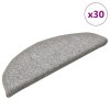 vidaXL Schodové rohože 30 ks 56 x 17 x 3 cm světle šedé, půlkulaté