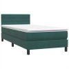 vidaXL Box spring postel s matrací a LED tmavě zelená 80x220 cm samet