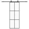 vidaXL Posuvné dveře se sadou kování černé 76x205 cm ESG Glass