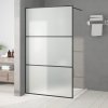 vidaXL Sprchová zástěna walk-in černá 115 x 195 cm mléčné ESG sklo