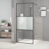vidaXL Sprchová zástěna walk-in černá 90x195 cm napůl mléčné ESG sklo