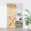 vidaXL Posuvné dveře s kováním 85 x 210 cm masivní borové dřevo