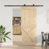 vidaXL Posuvné dveře s kováním 85 x 210 cm masivní borové dřevo