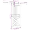 vidaXL Posuvné dveře s kováním 85 x 210 cm masivní borové dřevo