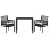 vidaXL Zahradní jídelní souprava 3 pcs Černá polyratan