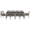 vidaXL Zahradní jídelní souprava 11 pcs Šedá Poly ratan