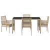 vidaXL Zahradní jídelní souprava 5 pcs Béžová polyratan