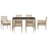 vidaXL Zahradní jídelní souprava 7 pcs Béžová polyratan