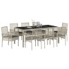 vidaXL Zahradní jídelní souprava 9 pcs Světle šedá polyratan