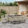 vidaXL Zahradní jídelní souprava 9 pcs Světle šedá polyratan