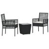 vidaXL Zahradní bistro set 3 pcs Černá Poly ratan