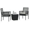 vidaXL Zahradní bistro set 3 pcs Černá Poly ratan