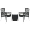 vidaXL Zahradní bistro set 3 pcs Černá Poly ratan