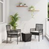 vidaXL Zahradní bistro set 3 pcs Černá polyratan