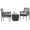 vidaXL Zahradní bistro set 3 pcs Hnědá Poly ratan