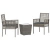 vidaXL Zahradní bistro set 3 pcs Šedá polyratan
