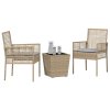 vidaXL Zahradní bistro set 3 pcs Béžová polyratan