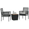 vidaXL Zahradní bistro set 3 pcs Černá Poly ratan