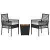 vidaXL Zahradní bistro set 3 pcs Černá Poly ratan