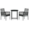 vidaXL Zahradní bistro set 3 pcs Černá polyratan