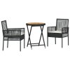 vidaXL Zahradní bistro set 3 pcs Černá polyratan