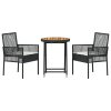 vidaXL Zahradní bistro set 3 pcs Černá polyratan