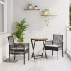 vidaXL Zahradní bistro set 3 pcs Černá Poly ratan