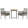 vidaXL Zahradní bistro set 3 pcs Šedá polyratan