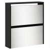 vidaXL Botník se zrcadlem 5patrový černý 63 x 17 x 169,5 cm