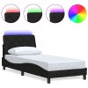vidaXL Rám postele s LED bez matrace černý 90x200 cm Látka