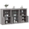 vidaXL Příborník s LED osvětlením šedý sonoma 181,5 x 37 x 100 cm