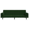 vidaXL 2místná rozkládací pohovka se 2 polštáři tmavě zelená samet