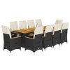 vidaXL 11dílný zahradní bistro set s poduškami černý polyratan