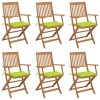 vidaXL Skládací zahradní židle s poduškami 6 ks masivní akáciové dřevo