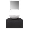 vidaXL Tříkusový set koupelnového nábytku a umyvadla, černý