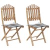 vidaXL Skládací zahradní židle s poduškami 2 ks bambus