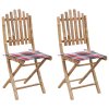 vidaXL Skládací zahradní židle s poduškami 2 ks bambus
