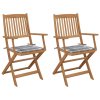 vidaXL Skládací zahradní židle s poduškami 2 ks masivní akáciové dřevo