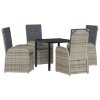 vidaXL Zahradní jídelní souprava s polštářem 5 pcs Šedá polyratan