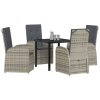 vidaXL Zahradní jídelní souprava s polštářem 5 pcs Šedá polyratan