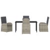 vidaXL Zahradní jídelní souprava s polštářem 5 pcs Šedá polyratan