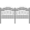 vidaXL Zahradní plot s kopím nahoře černý 240 x 100 cm, práškově lakovaná ocel